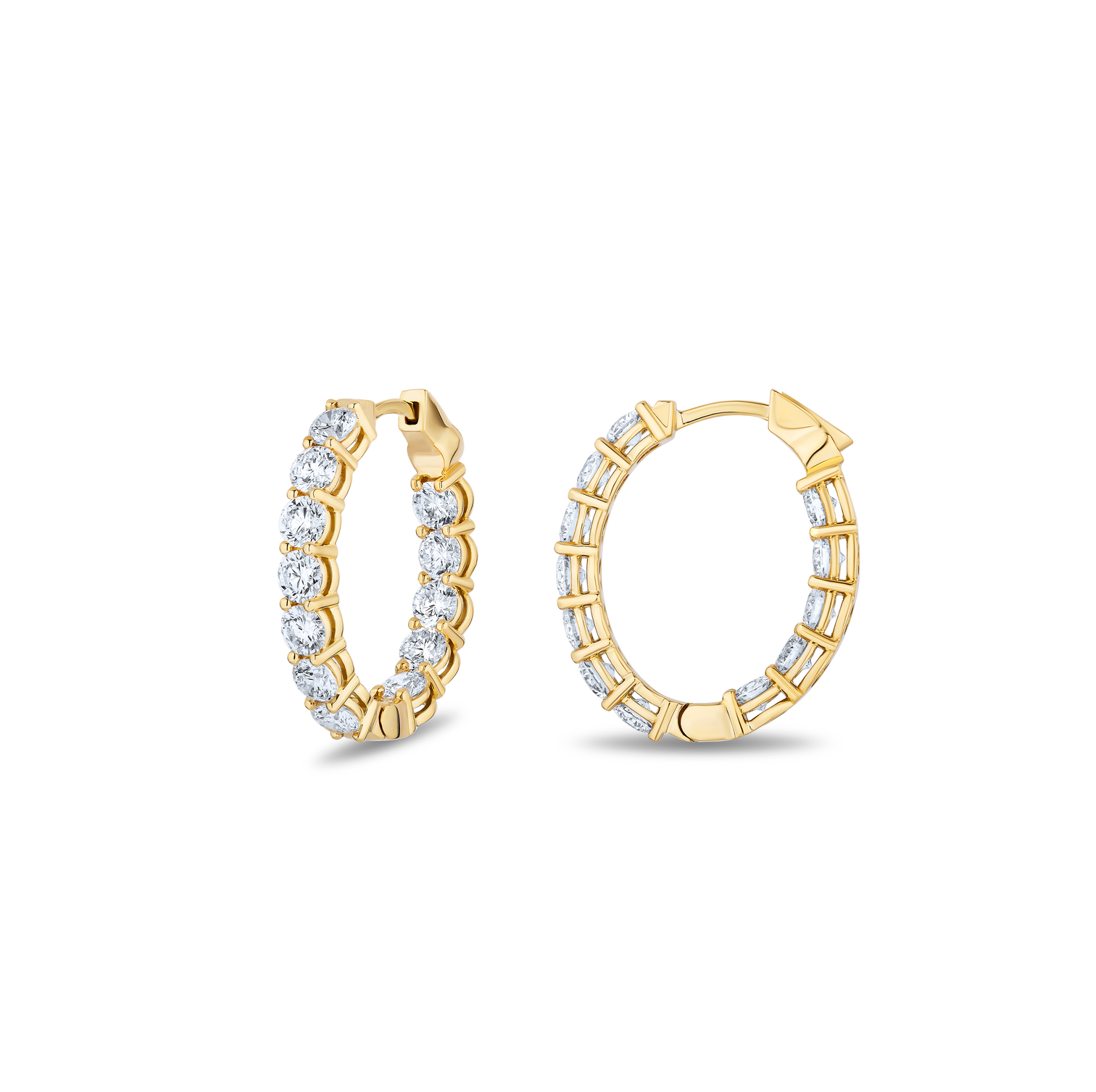 Sabel Collection 18K Yellow Gold Inside Out Diamond Hoop Earrings